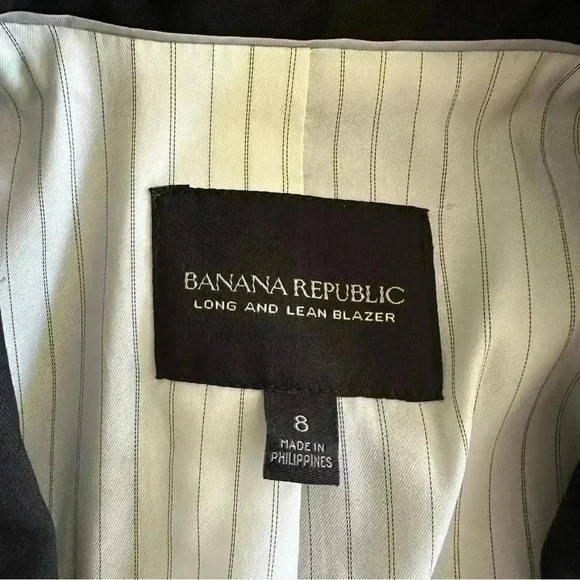 Banana Republic Long And Lean Blazer Wool Jacket Sz 8 Black - Picture 7 of 9